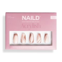 NAILD Press-On Nails Brown Swirl Acrylish Long