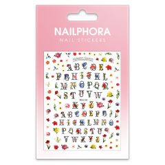 Nailphora Nail Stickers Black Alphabet Garden