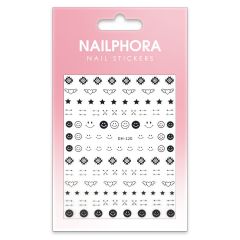 Nailphora Nail Stickers Black Arrow Smiley Mix