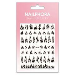 Nailphora Nail Stickers Black Flames