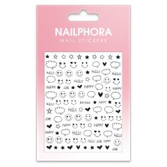 Nailphora Nail Stickers Black Heart Star Eyes Smiley