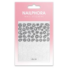 Nailphora Nail Stickers Black White Melting Smiley