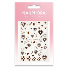 Nailphora Nail Stickers Brown Heart Smiley