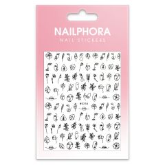 Nailphora Nail Stickers Face Flower Line Art