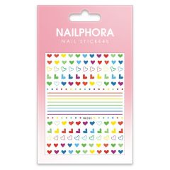 Nailphora Nail Stickers Multicolored Hearts Stripes