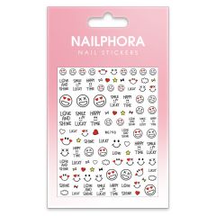 Nailphora Nail Stickers Red Heart Eye Smiley