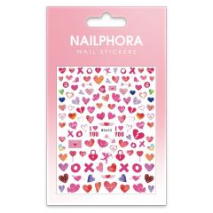 Nailphora Nail Stickers Watercolor Valentine Hearts 
