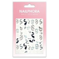 Nailphora Nail Stickers White Blue Ribbon Mix