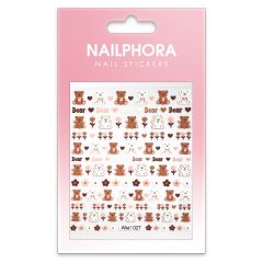 Nailphora Nail Stickers White Brown Bear