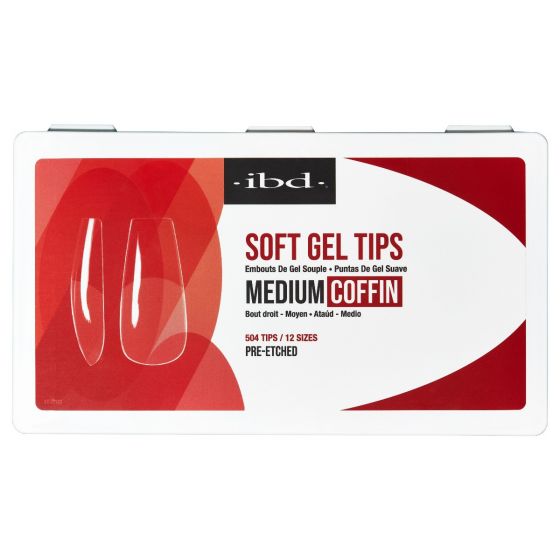 IBD Clear Soft Gel Tips Medium Coffin