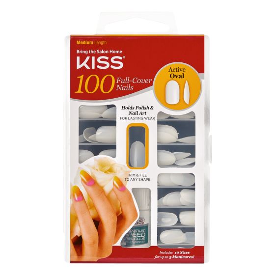 Kiss 100 Full Cover Nail Kit Active Oval Kunstnagels