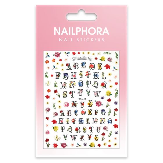 Nailphora Nail Stickers Black Alphabet Garden