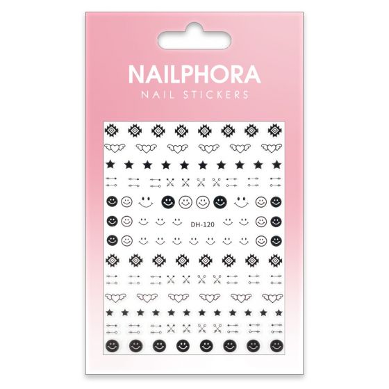 Nailphora Nail Stickers Black Arrow Smiley Mix