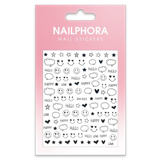 Nailphora Nail Stickers Black Heart Star Eyes Smiley