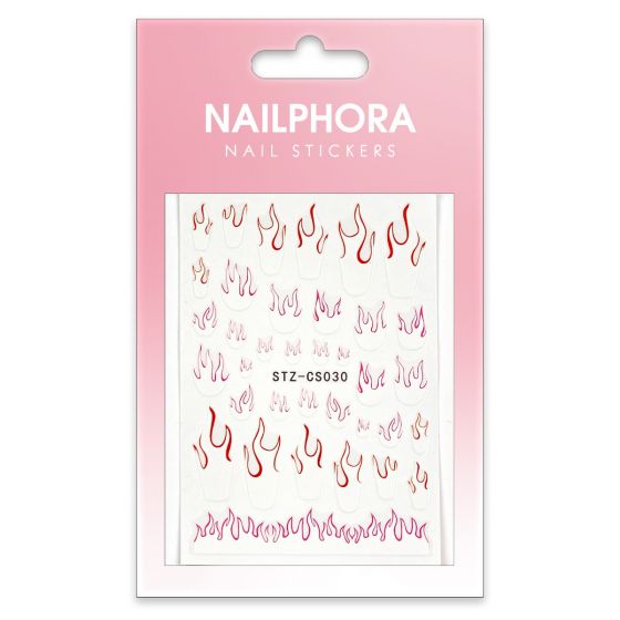 Nailphora Nail Stickers French Tip Red Pink Flames