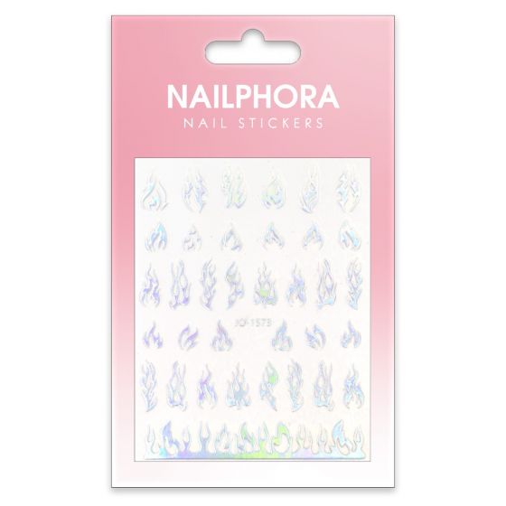 Nailphora Nail Stickers Holographic Silver Flames