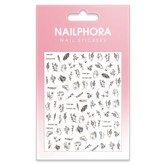 Nailphora Nail Stickers Line Art Face Plant