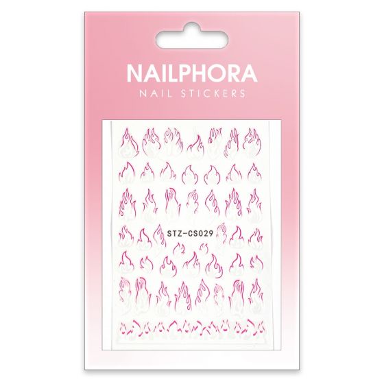 Nailphora Nail Stickers Pink White Flames