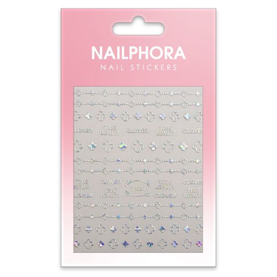 Nailphora Nail Stickers Silver Clover Leafs Bracelet