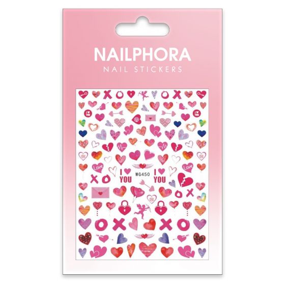 Nailphora Nail Stickers Watercolor Valentine Hearts 